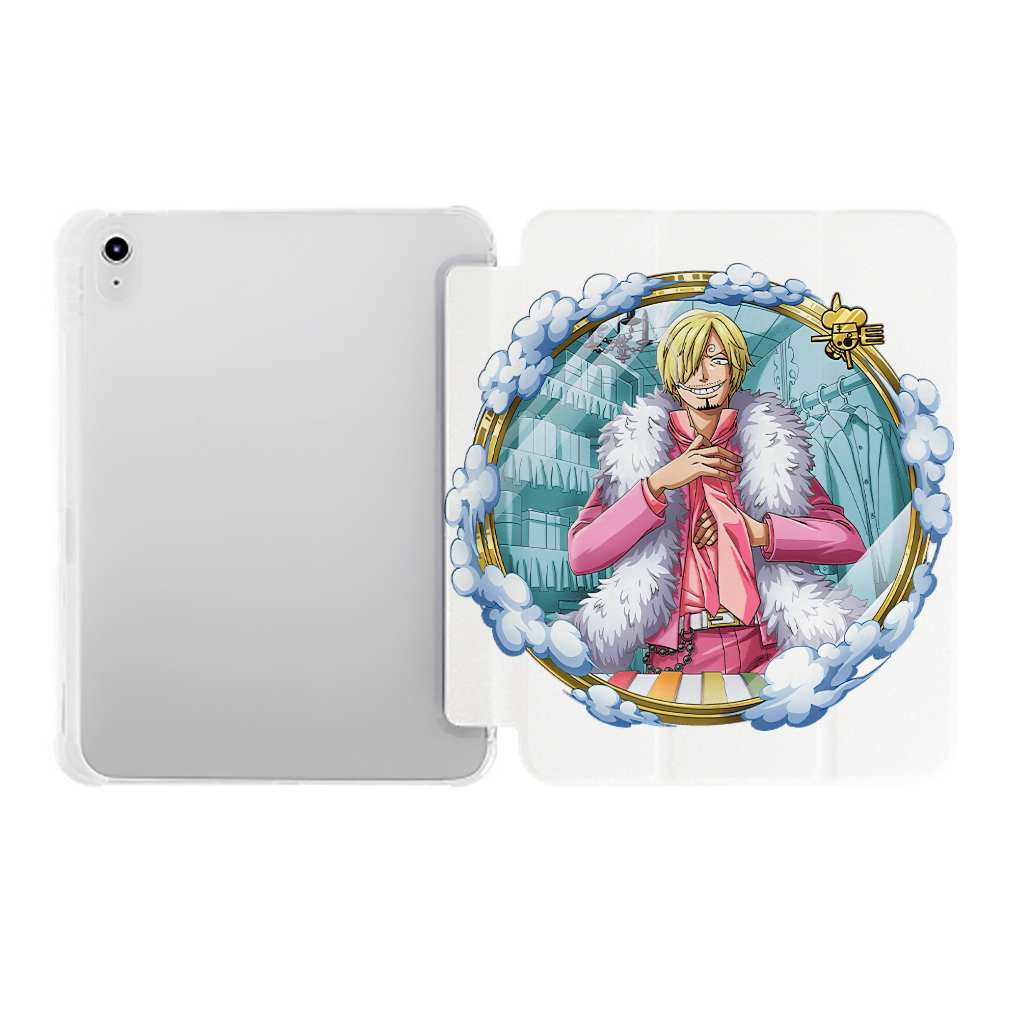 （画像用） ワンピース サンジ ONE PIECE Sanji IPad ケース ペン収納付き 三つ折りスタンド PUレザー×シリコン 対応機種9.5/10.5/10.9インチ